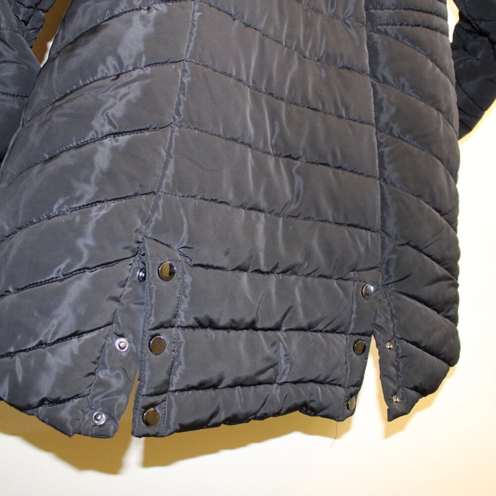 Novish Collection Black Quilted Faux Fur Hooded Puffer Coat Women’s L Long Winte - Picture 7 of 12